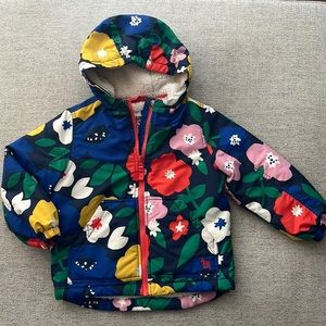 Girls Mini Boden Sherpa Lined Jacket Floral Print